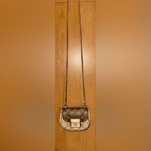 Coach Morgan Card Case on a Chain Khaki/cream/tan/ivory/gold